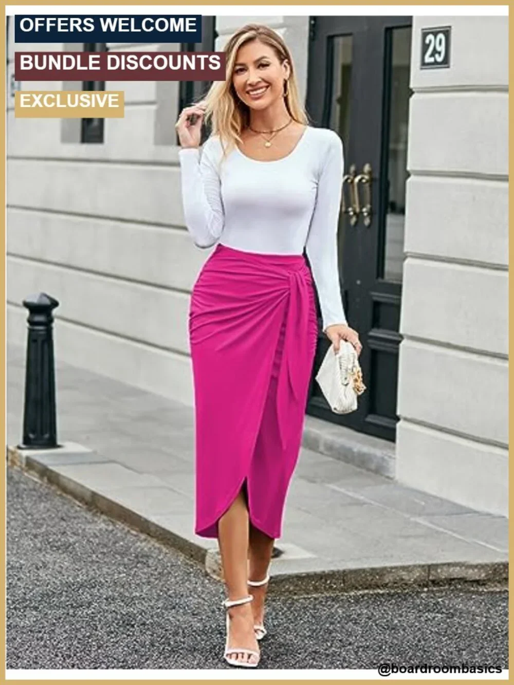 High Waist Wrap Tie Front Asymmetrical Ruched Pencil Skirt with Slit